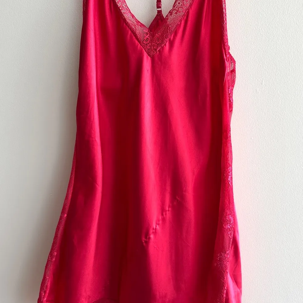 Avidlove Red/Hot Pink Lace Satin Babydoll Nightgown, Size XL - Image 2