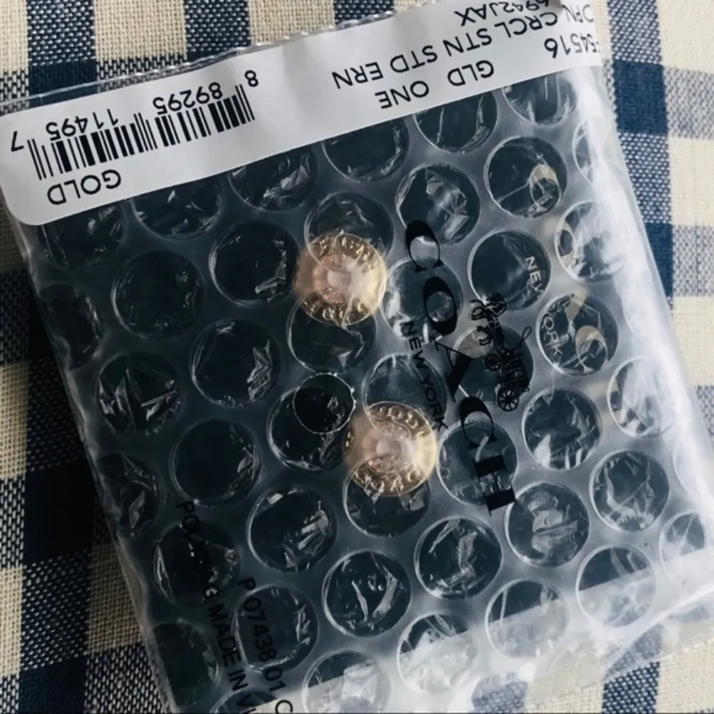 Coach Gold Logo Stud Earrings – Classic Round Signature Studs NWT - Image 4