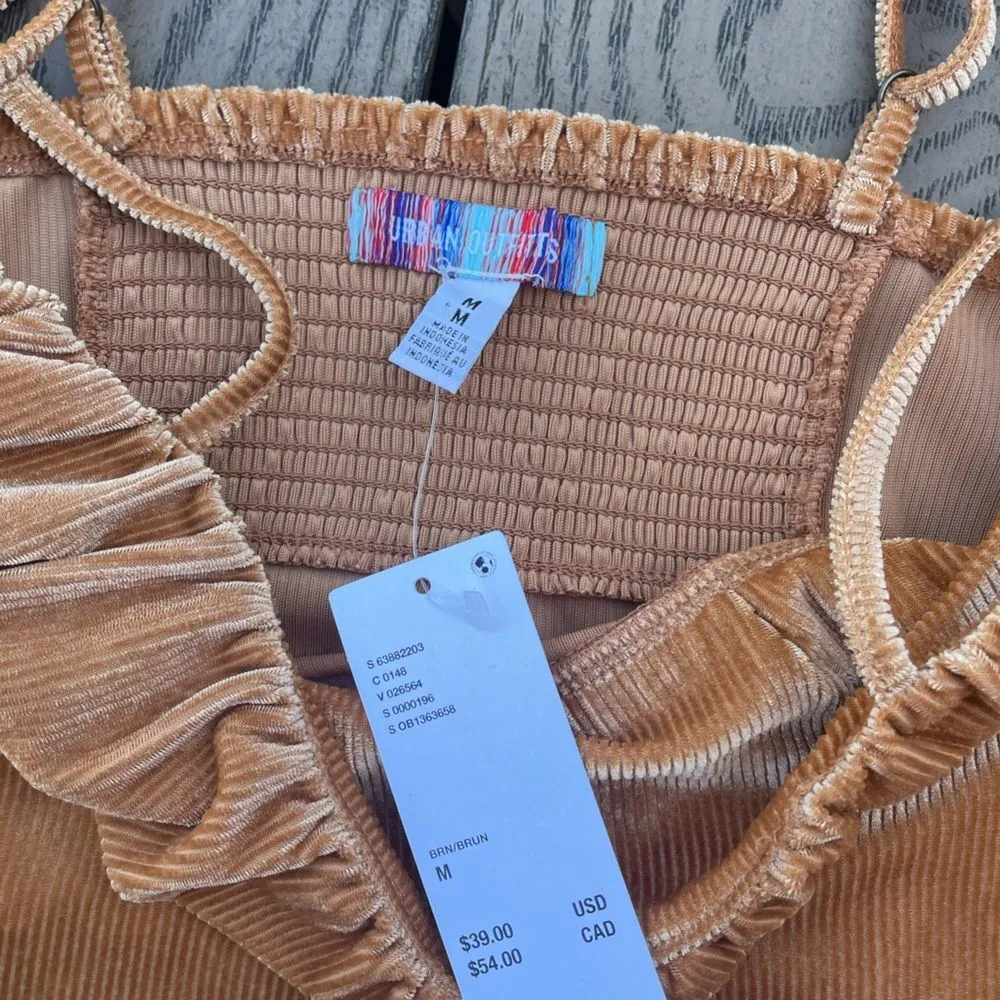 Urban Outfitters Brown Cropped Corset Tank Top NWT Size Medium Going Out Top - Image 3