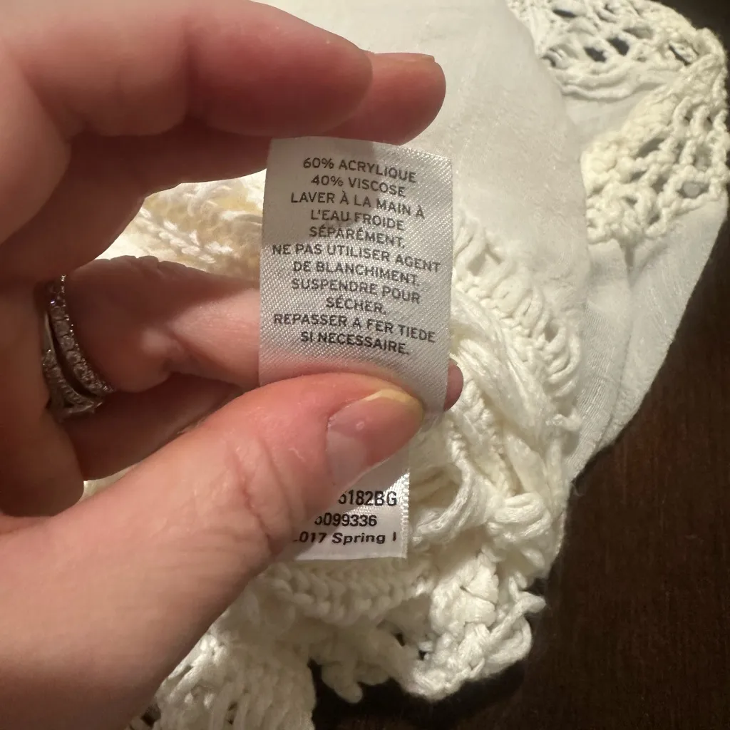 Tucker + Tate OS Ivory Crochet Poncho - boho , festival ,beach cover up - Image 5