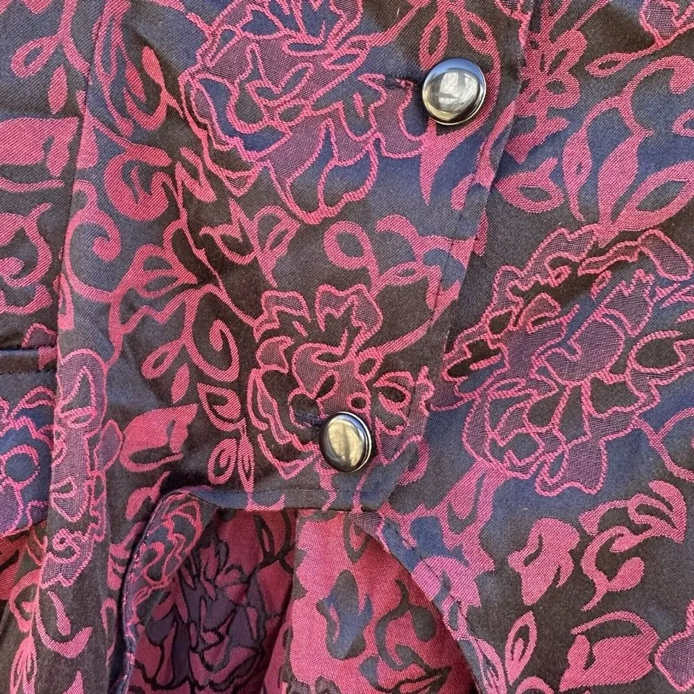 H&R Hearts and Roses Red Floral Gothic Steampunk Corset Jacket Women’s Size 8 - Image 5