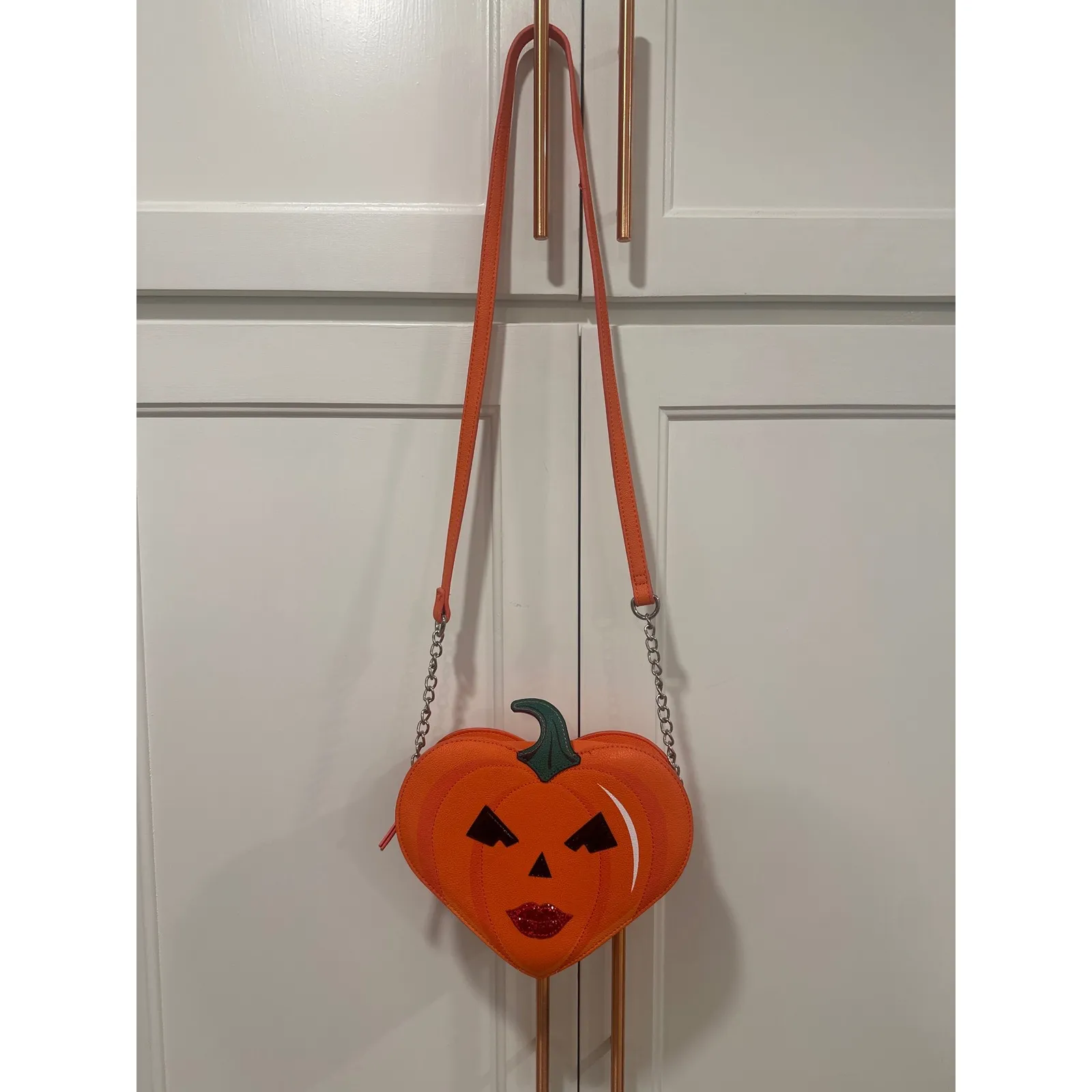 Betsey Johnson Heart Pumpkin Face Halloween Crossbody Bag Purse ginger Kitsch - Image 7