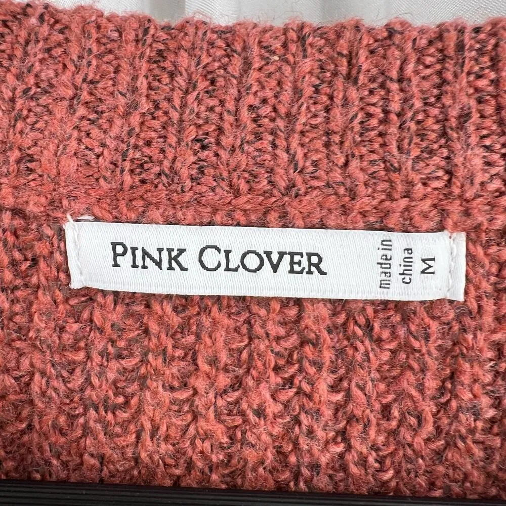 Pink Clover Sweater Medium Striped Pink Green Tan New - Image 4