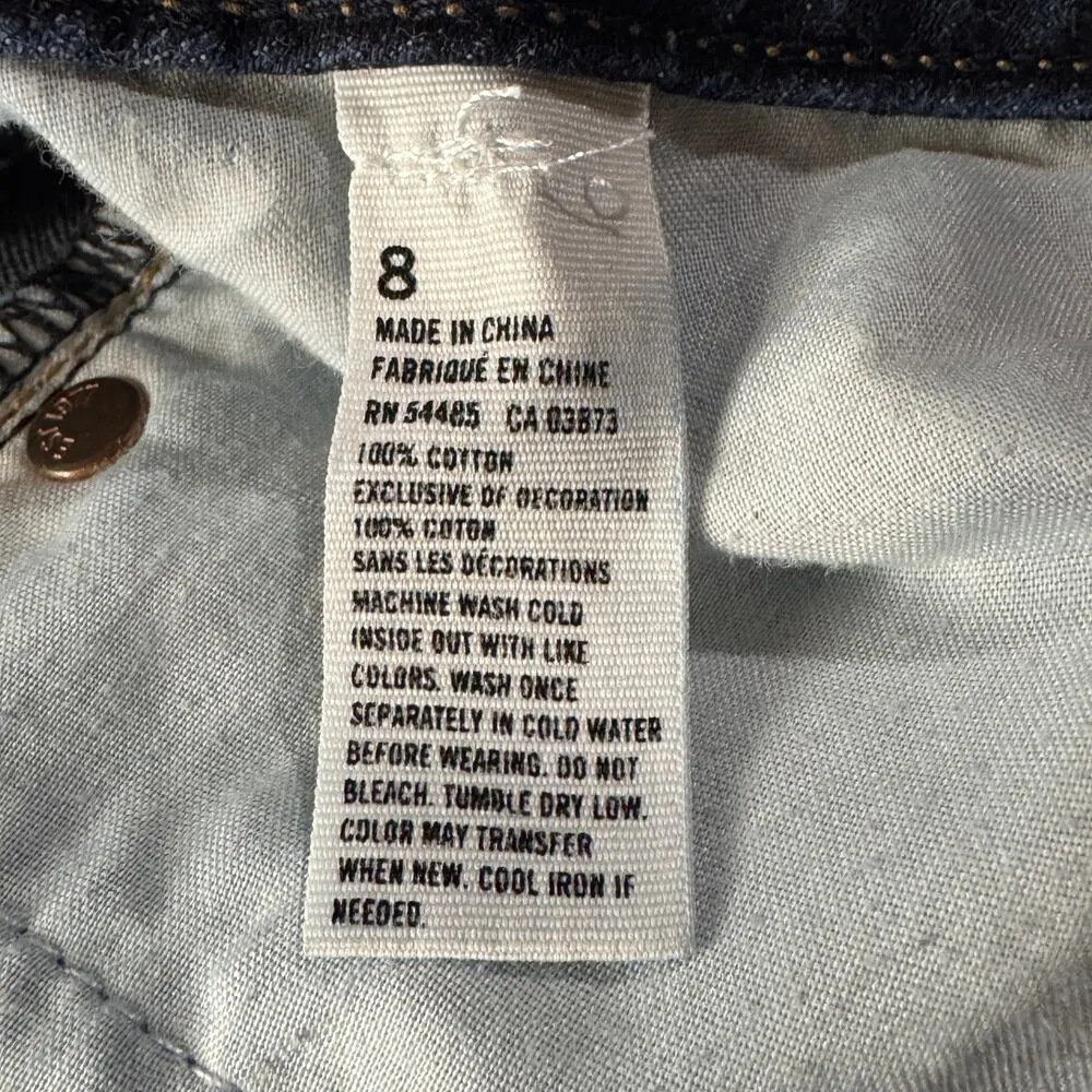 American Eagle SZ 8 Jean Shorts Mid-Rise Zip-Fly Pockets Frayed Hems Whiskered - Image 6