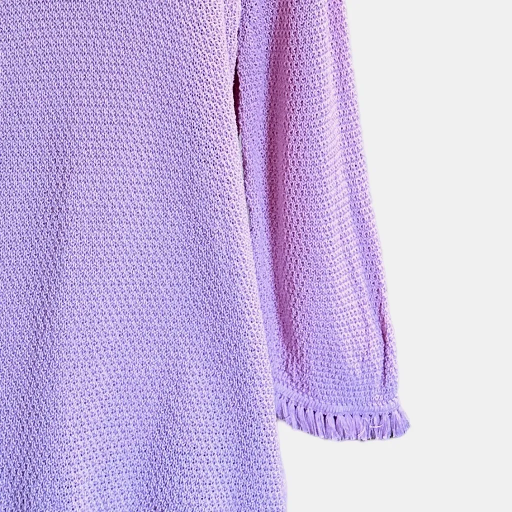 Talbots V Neck 3/4 Sleeve with Fringe Pink‎ Sweater Sz XL - Image 4