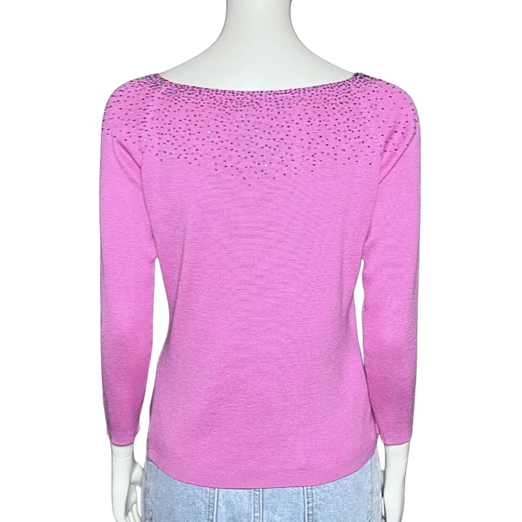 Vintage Y2K 100% Silk Pastel Purple Beaded Sequin Sweater. S/M. Fairy Whimsical Size M - Image 5