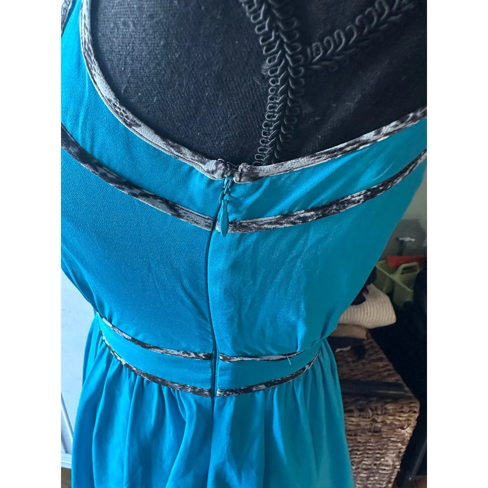 Armani Exchange Reversible Mini Dress Teal Sleeveless Keyhole Neckline - Image 4