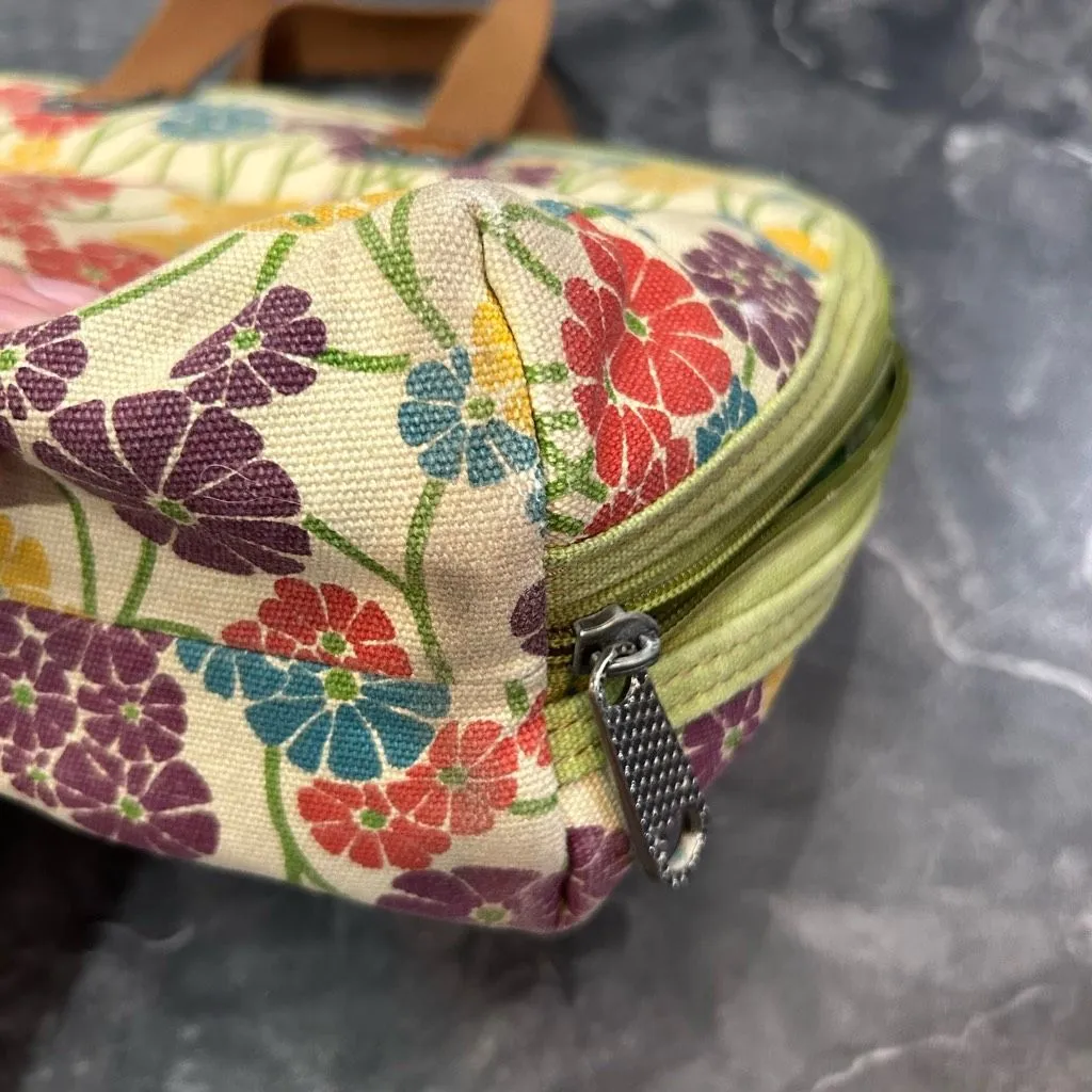 Vintage Fossil Floral Cream Green medium Carrying Bag Purse - Image 7