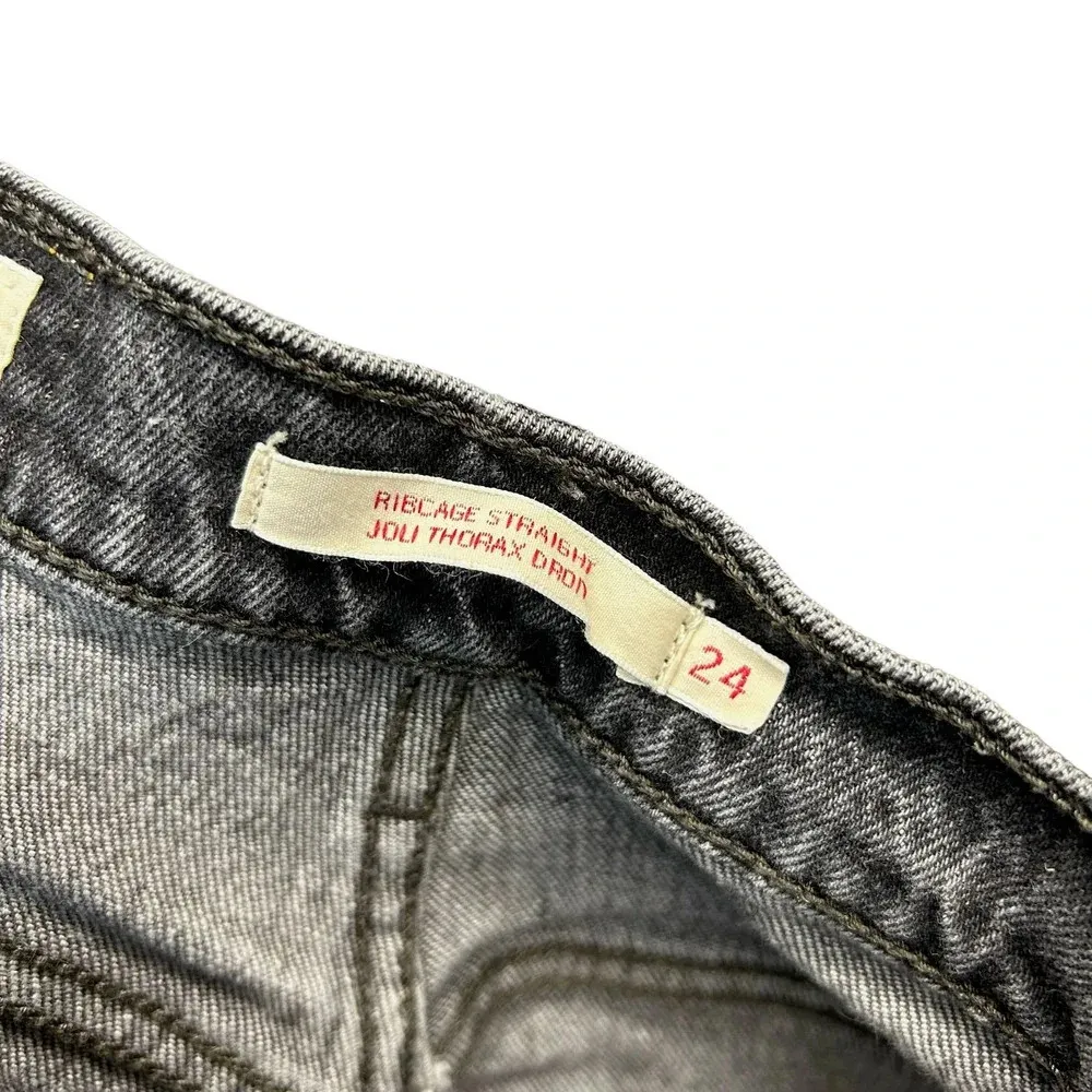 Levi's‎ Ribcage Straight Ankle Jeans Charcoal Gray Black Wash Size 24 - Image 9