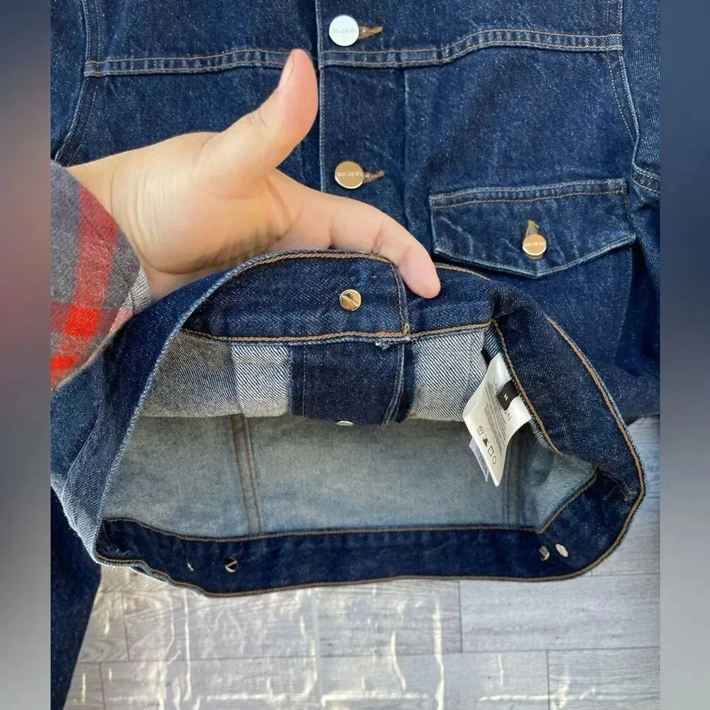 Goldsign The Pleat Cropped Denim Jacket size medium Blue - Image 8