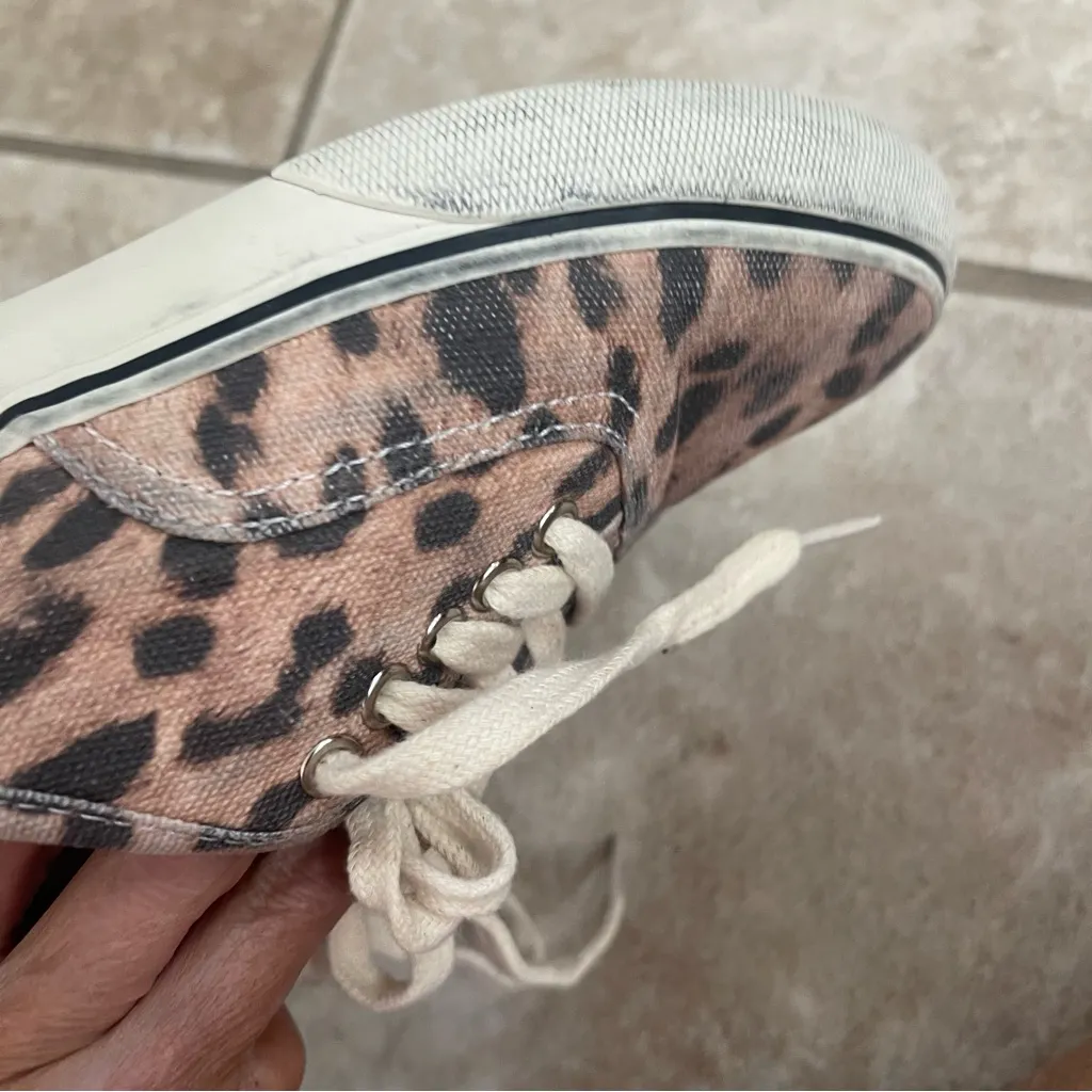 RE/DONE Low Top Skate Sneakers Faded Leopard Print Canvas Size 37 Pre Owned - Image 13