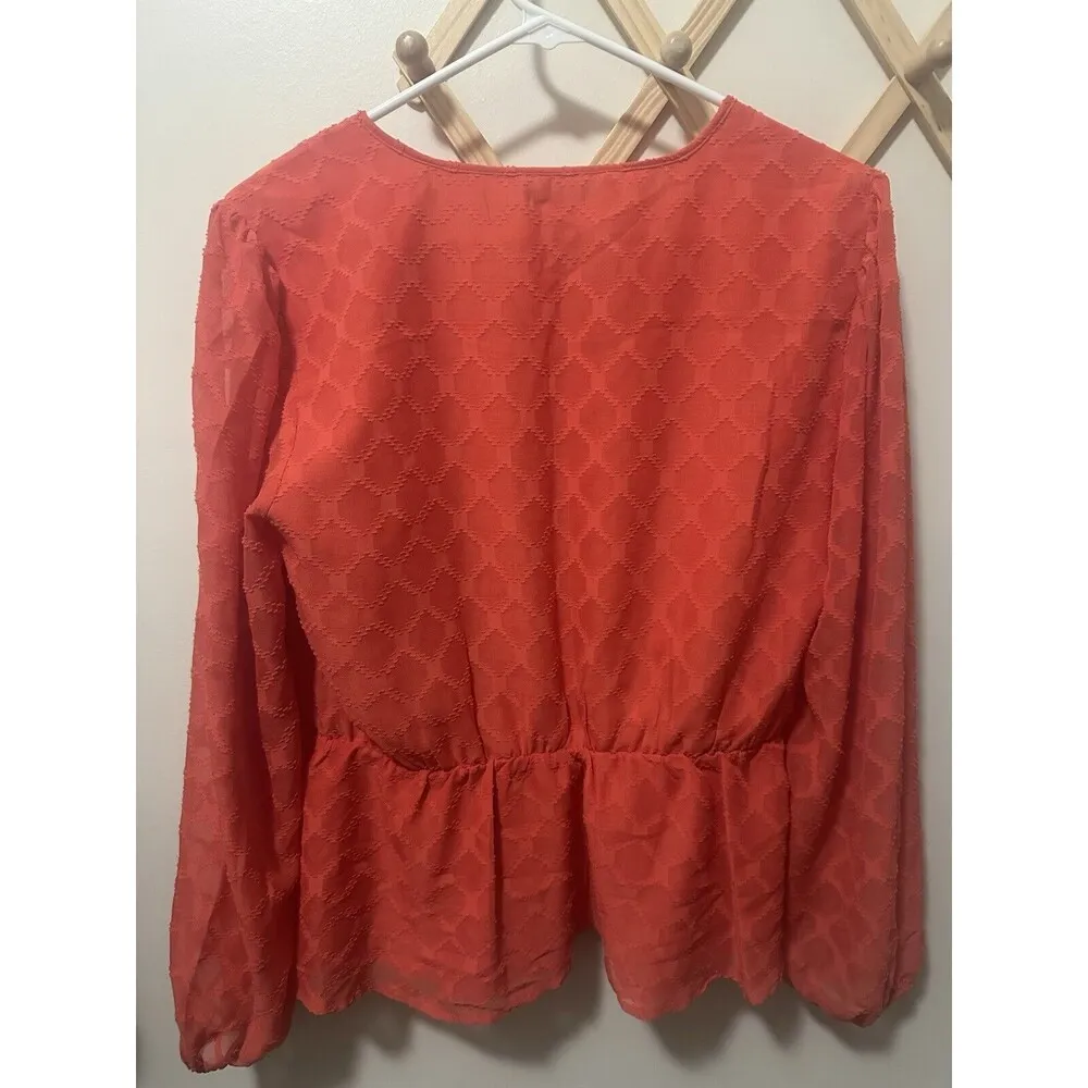 Elizabeth And James Size M Orange Blouse Textured - Image 3