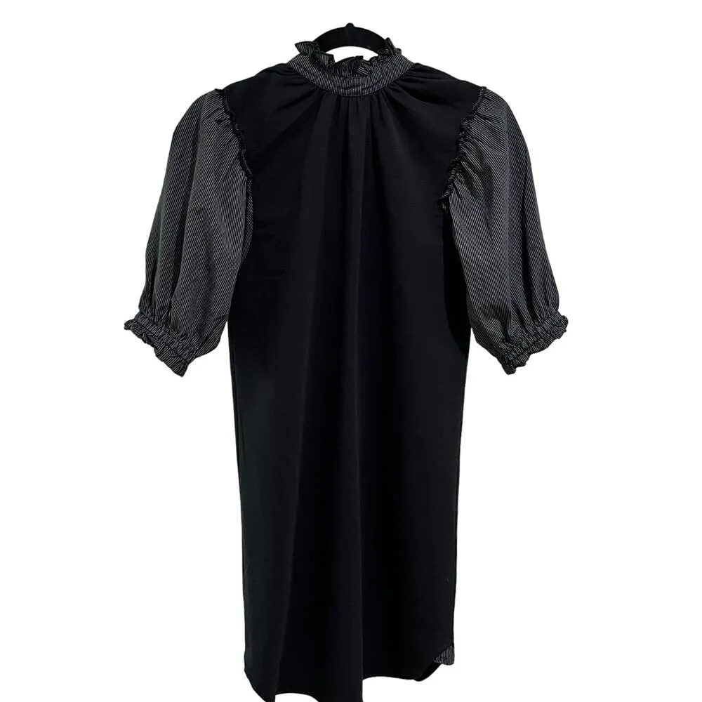 Evereve SUNDAYS Pinstripe Detail Short Puff Sleeve T-shirt Dress Size S MSRP$150 - Image 3