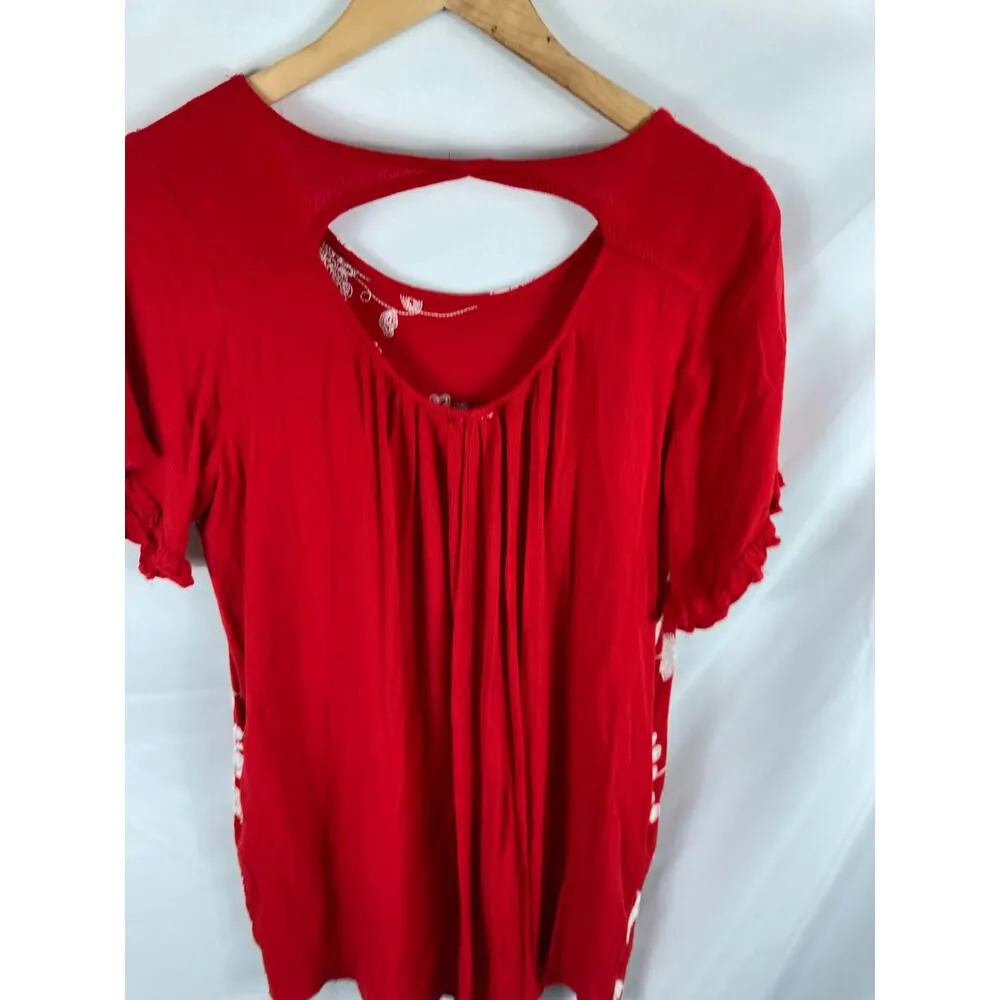 Umgee Red Embroidered Floral Dress Size Large - Image 5