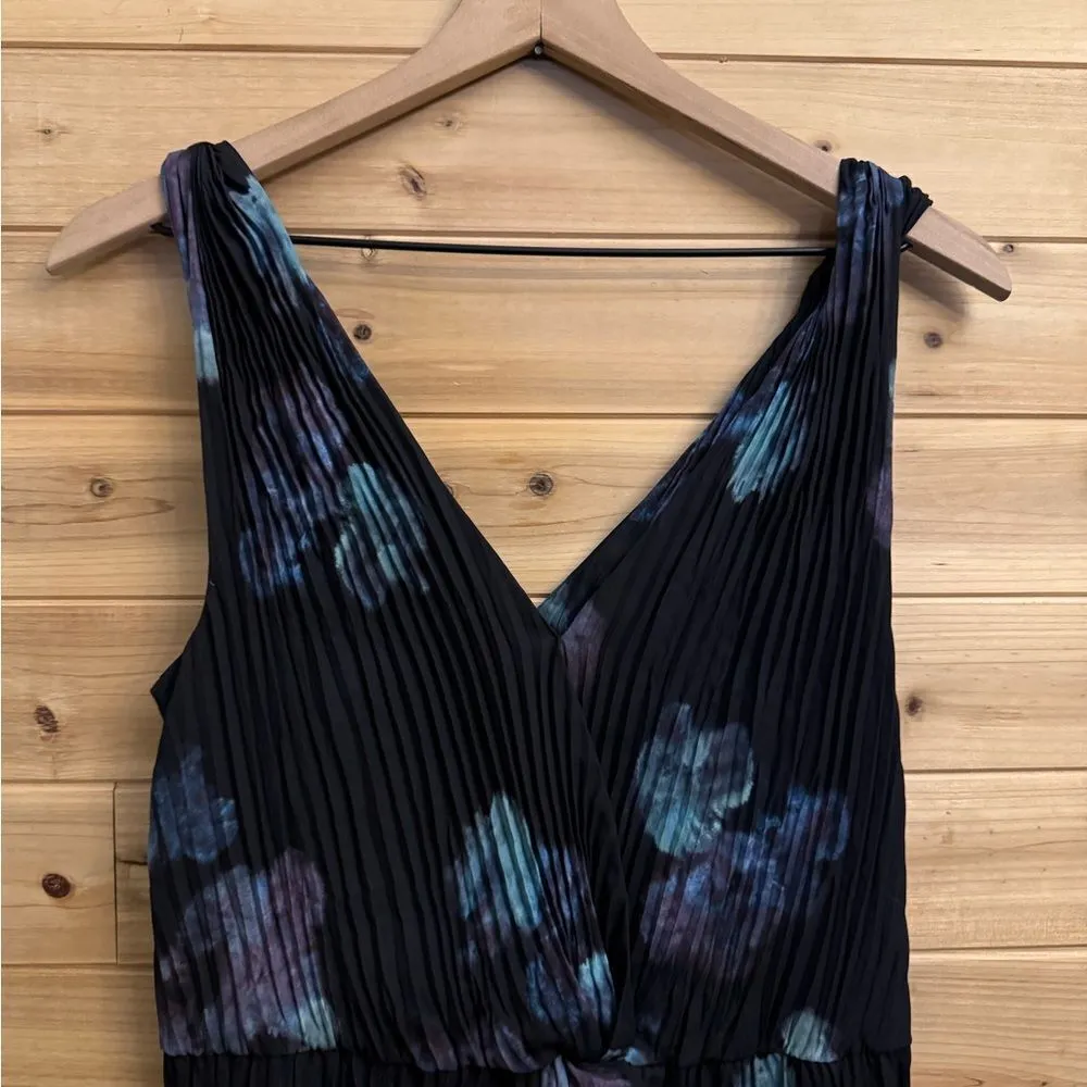 NWOT Vince Size 12 Pleated Twist Front Watercolor Floral Print Midi Dress - Image 6