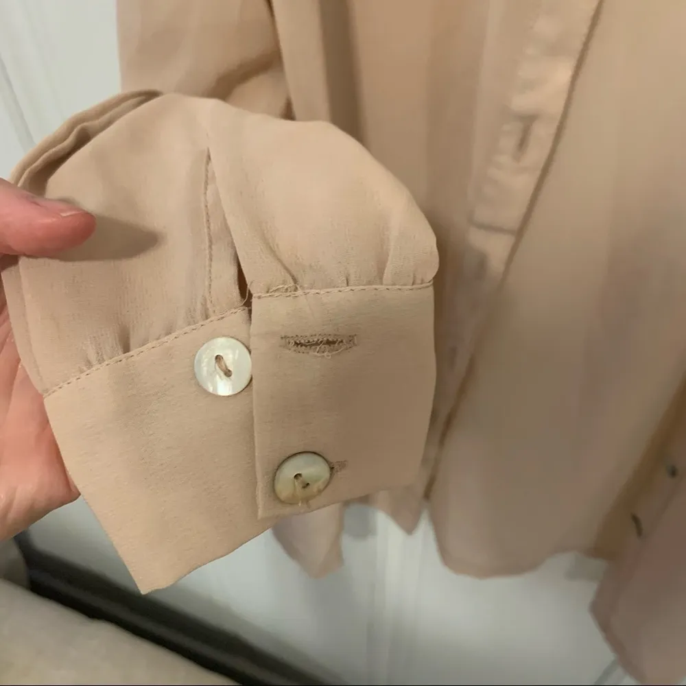 Bar III  Tan Studded Long Sleeve Button Down Blouse - Image 4