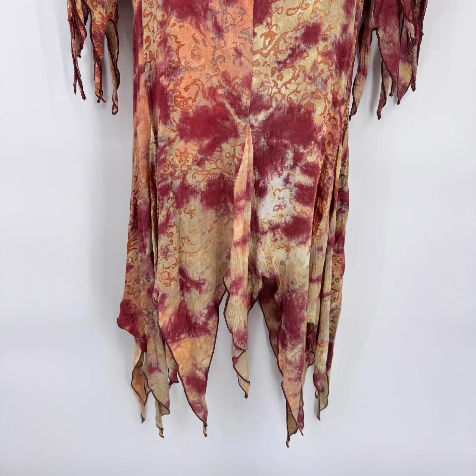 Mystery Design Dress Womens Small Pink Tan Tie Dye Fairy Pixie Boho Festival - Image 4