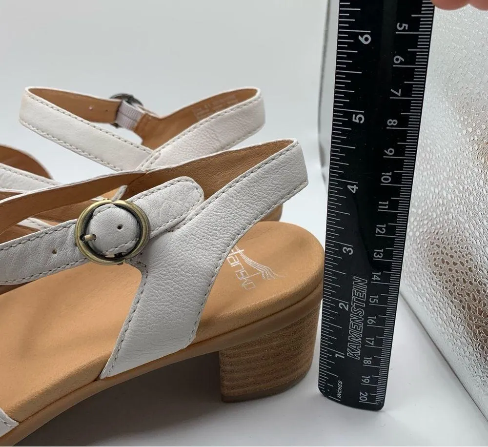 NWOB Dansko Tansy Leather Block Heel Sandals  41 US 10.5-11 white slingback 1624 - Image 5