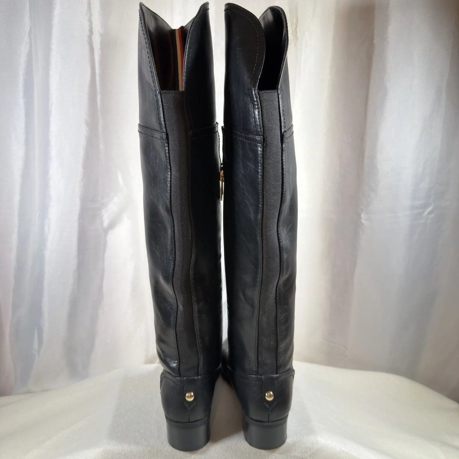 Tommy Hilfiger Womens Gerrie Sz 7 Knee High Boots Black Leather  Stretch Calf - Image 7