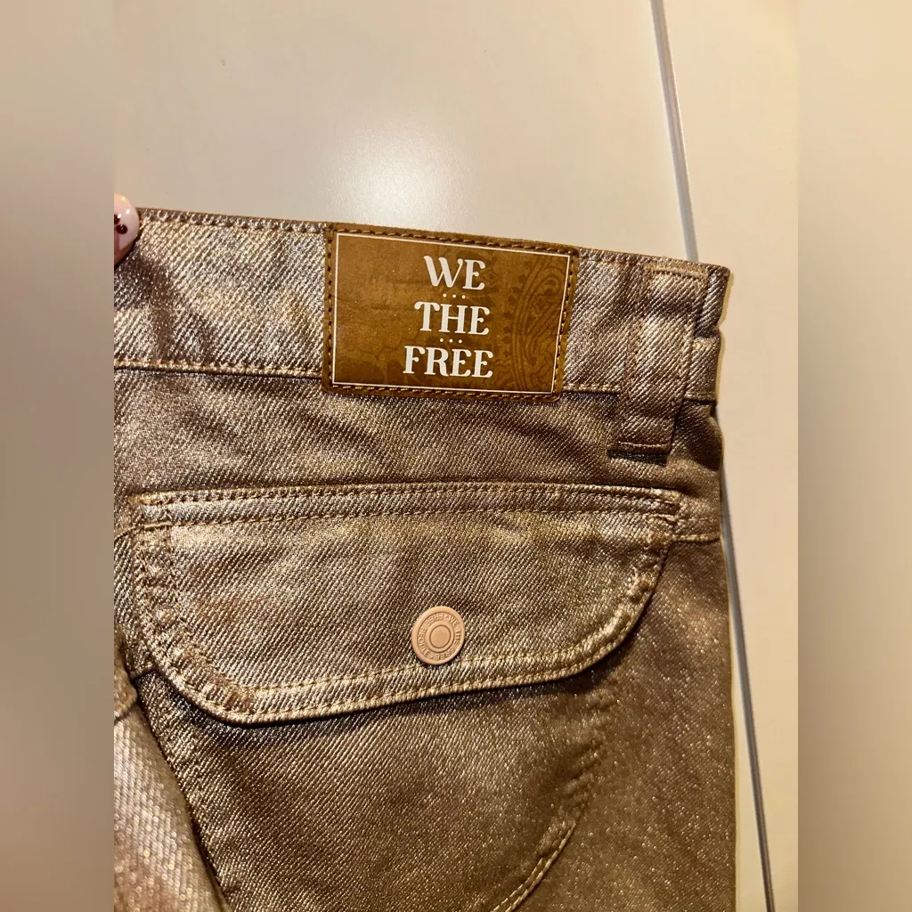 NWOT FREE PEOPLE We The Free Lap Of Luxury Metallic Cargo Pants In Foxy $228MSRP - Image 16