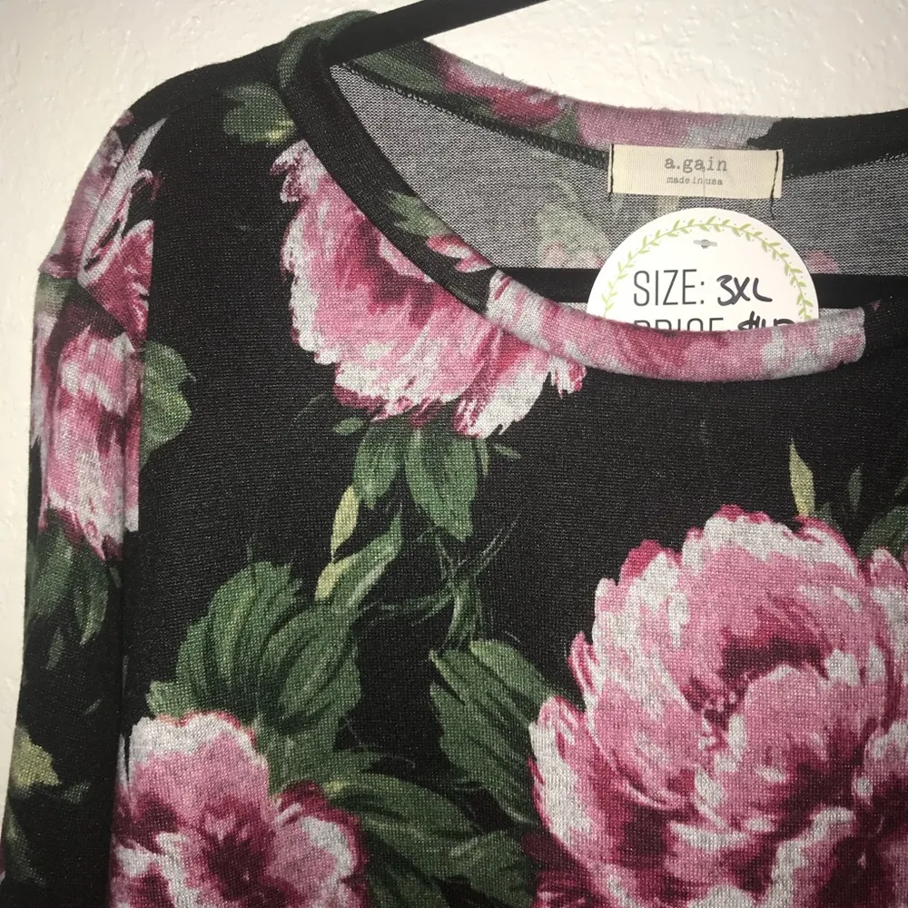 a.gain Top Floral and Camouflage Long Sleeve Waffle Top Sz 2X NWT Local Boutique - Image 3