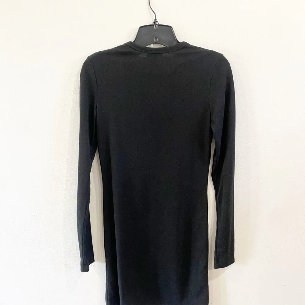 Aritzia Wilfred Free Black Keyhole V-Neck Long Sleeve Mini Dress - Image 7