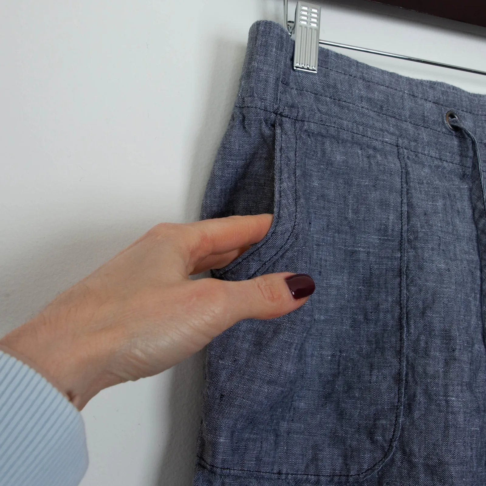 Athleta Womens Linen Drawstring Waist Casual Wide Leg Pants Women Size 6 Gray - Image 5