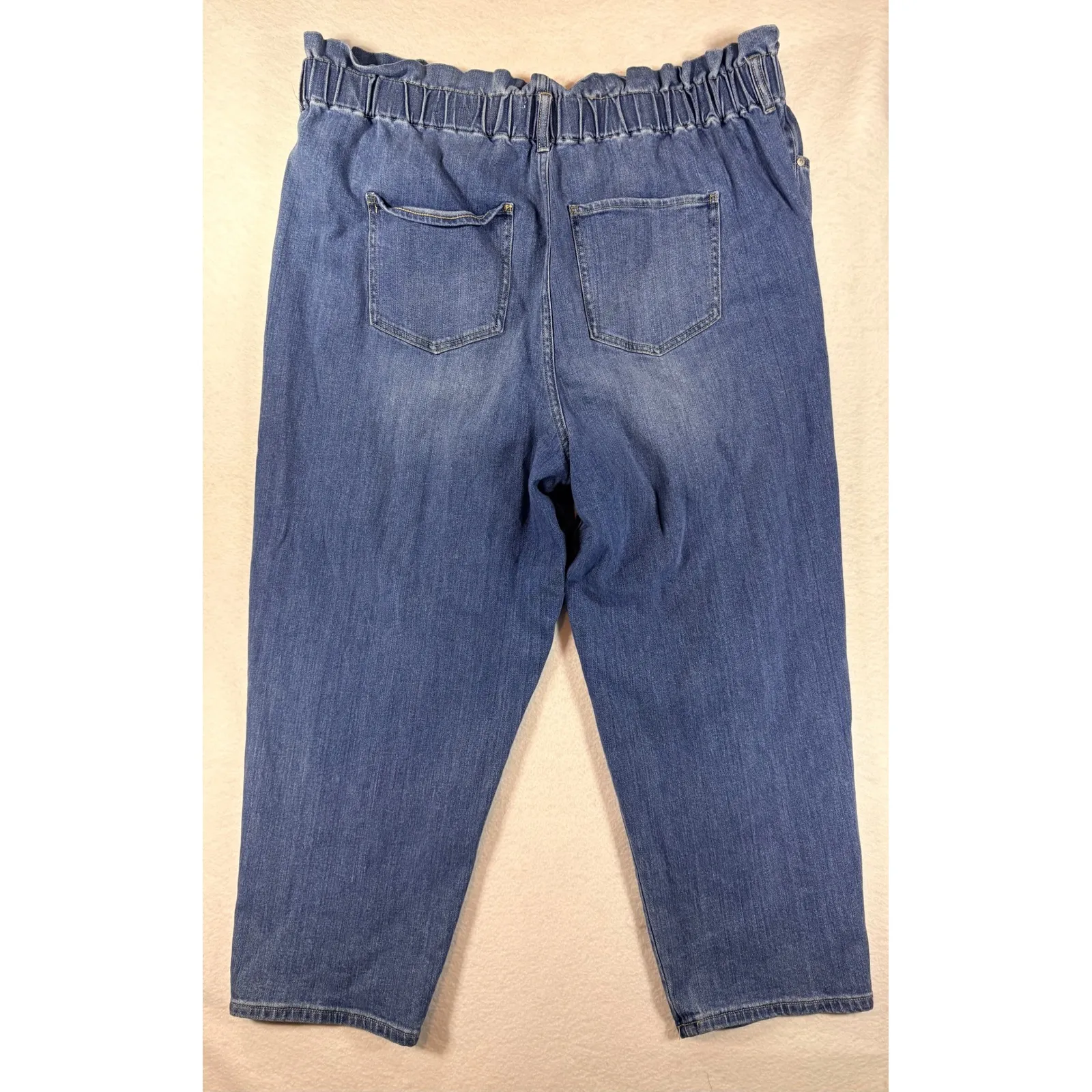 Wonderly Paperbag Waist Jeans 20W Plus Size Medium Wash High Rise Stretch - Image 2