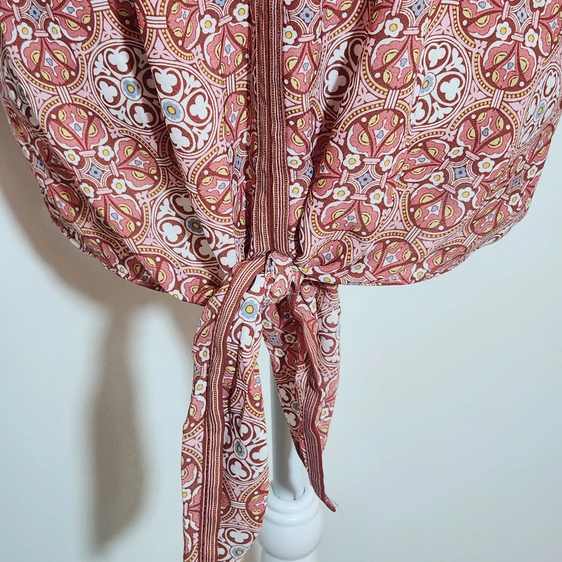 Max Studio Pink Boho Print Top Size 1X Colorful Print Blouse - Image 4