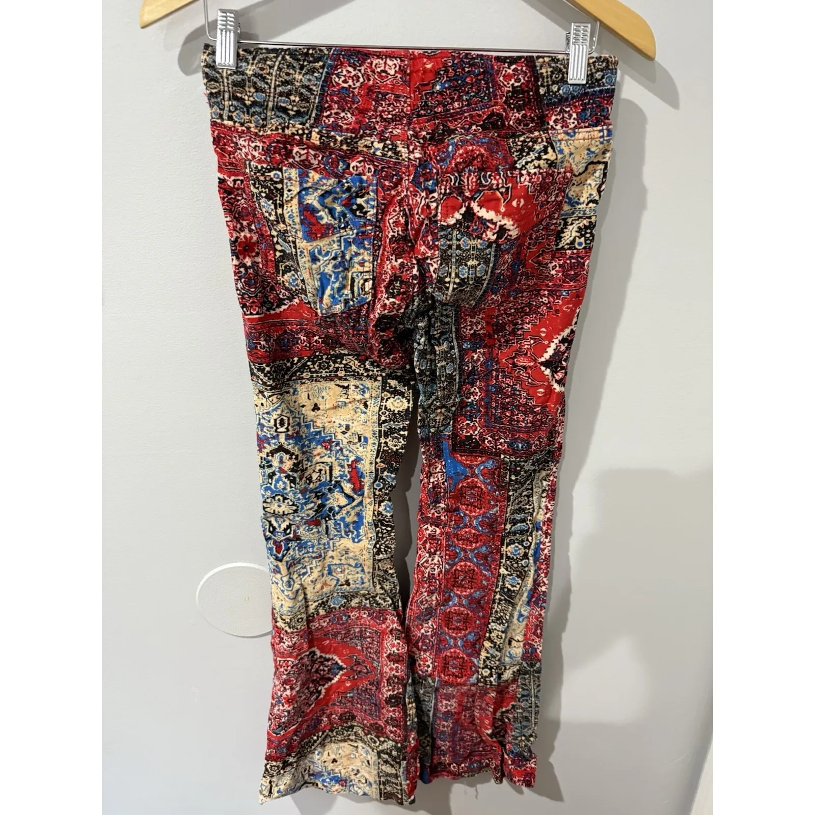 We The Free Free People Penny Paisley Patchwork Print Corduroy Flare Pants Sz 26 - Image 4