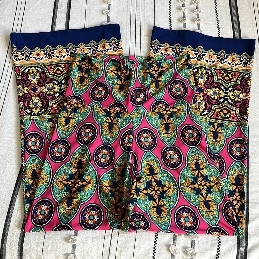 White mark boutique • Printed wide leg stretch jersey pants Pink Size M - Image 7