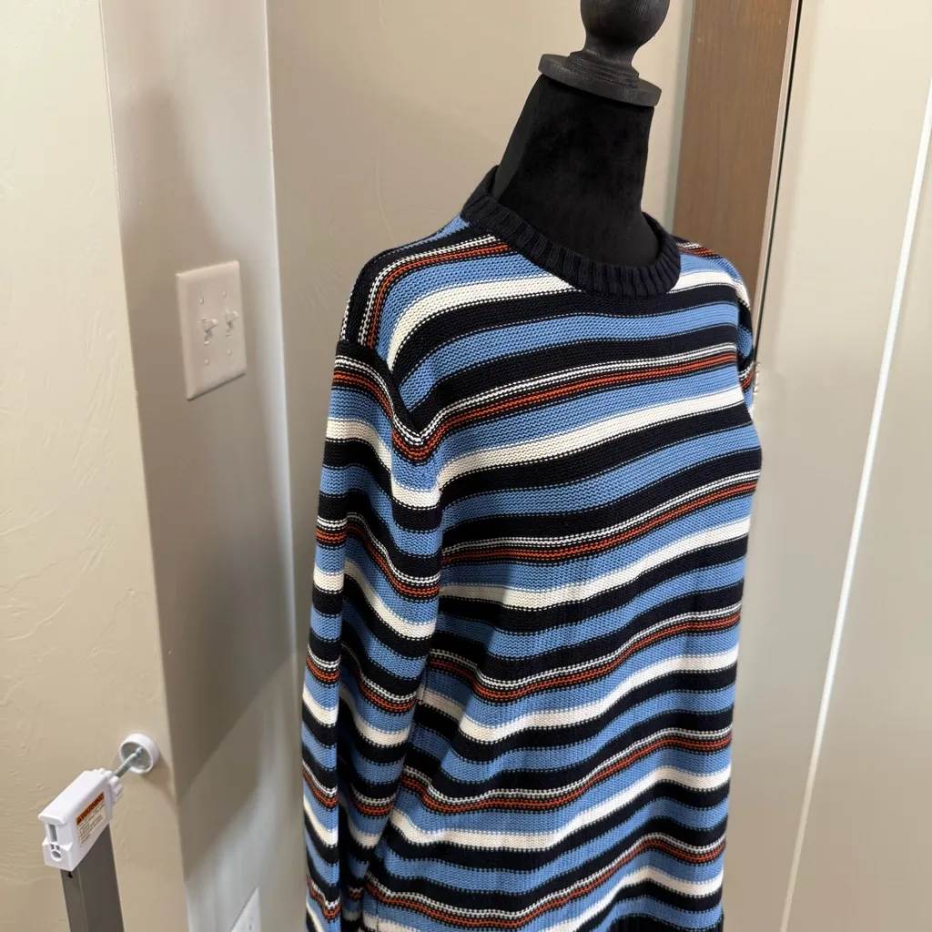 Versasi Women's Knit Sweater Stripe Blue‎ white Orange Navy Casual Stretch XL - Image 5