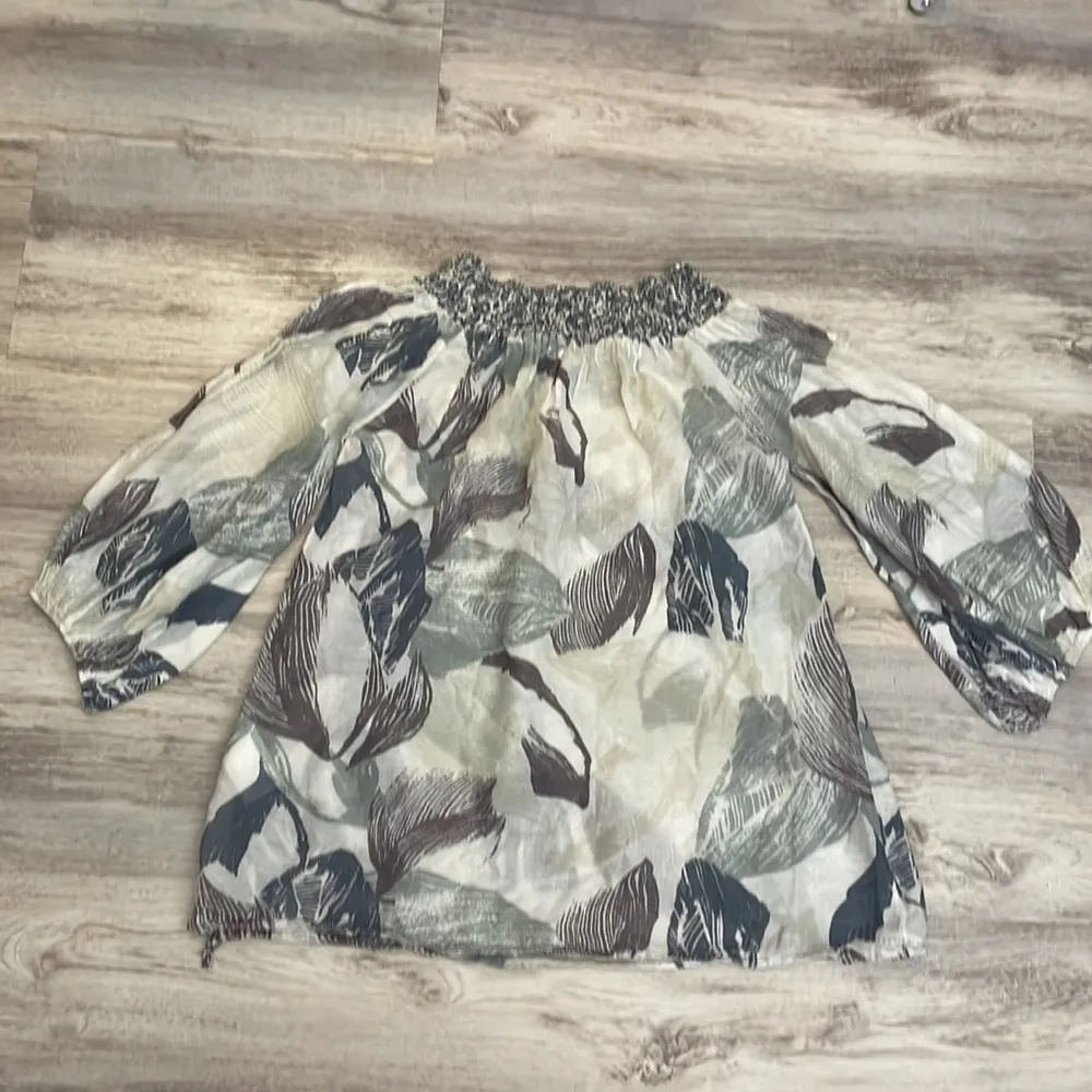 Purple Blue Green Lightweight 3/4 Sleeve Drawstring Bottom Medium - Image 5