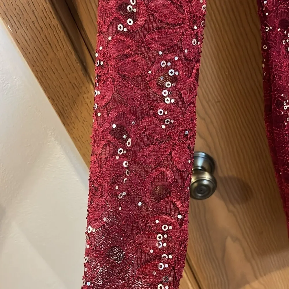 Ruby Rox Red Lace Sequin Long Sleeve Dress‎ - Image 3