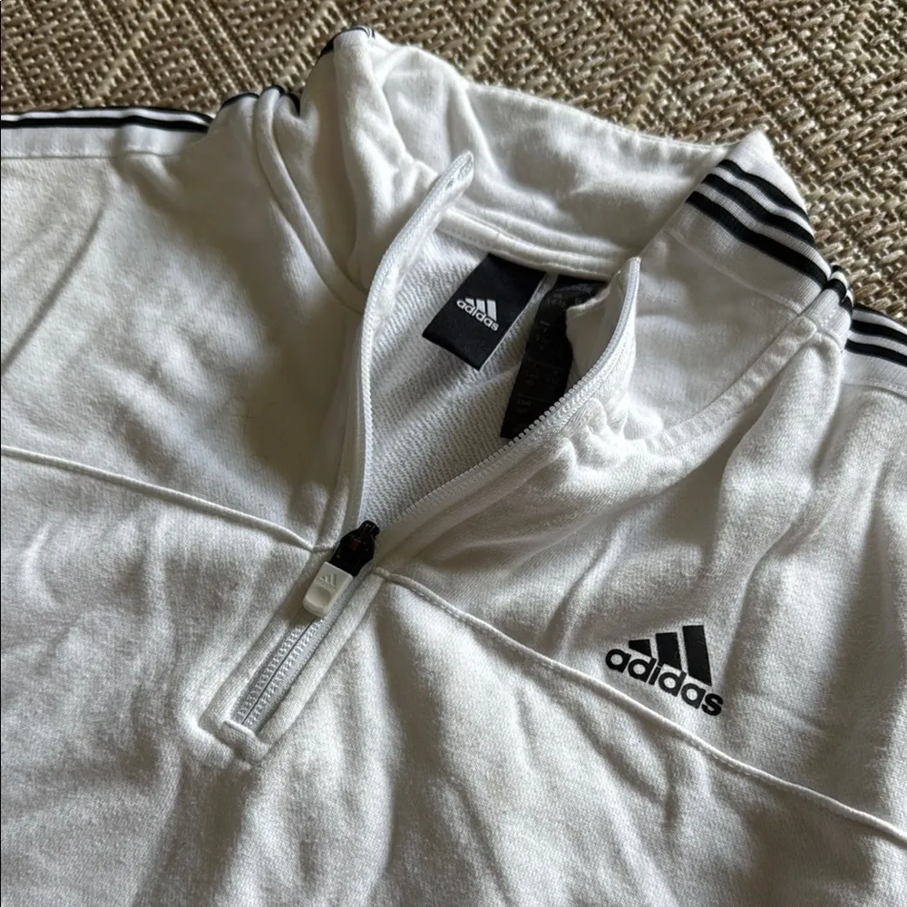 Adidas White Pullover with Black Stripes - Image 3