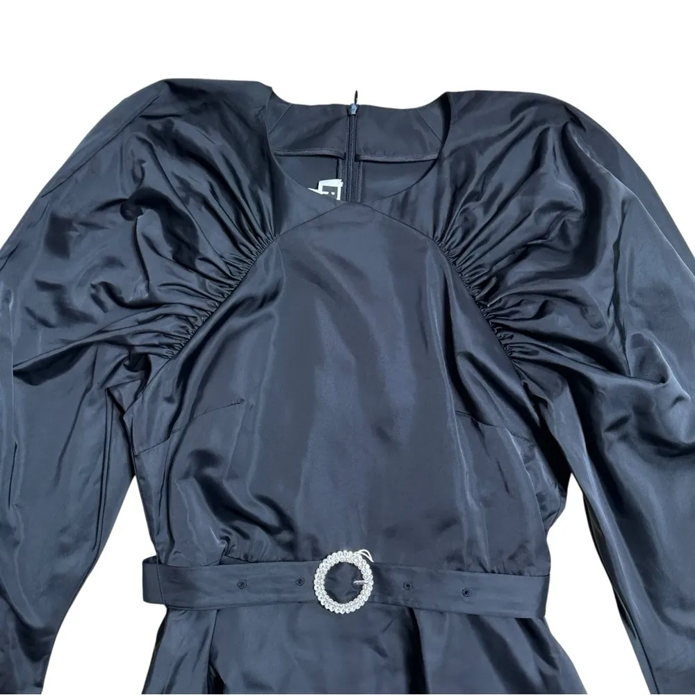 ROTATE Birger Christensen Black Puff Long Sleeve Belted Mini Dress Size 8 - Image 5