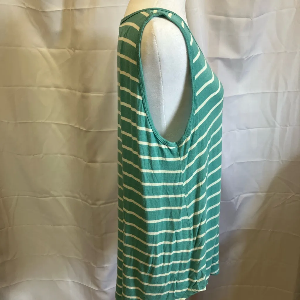 Zenana Outfitters Teal and White Striped Tank Top - Image 2