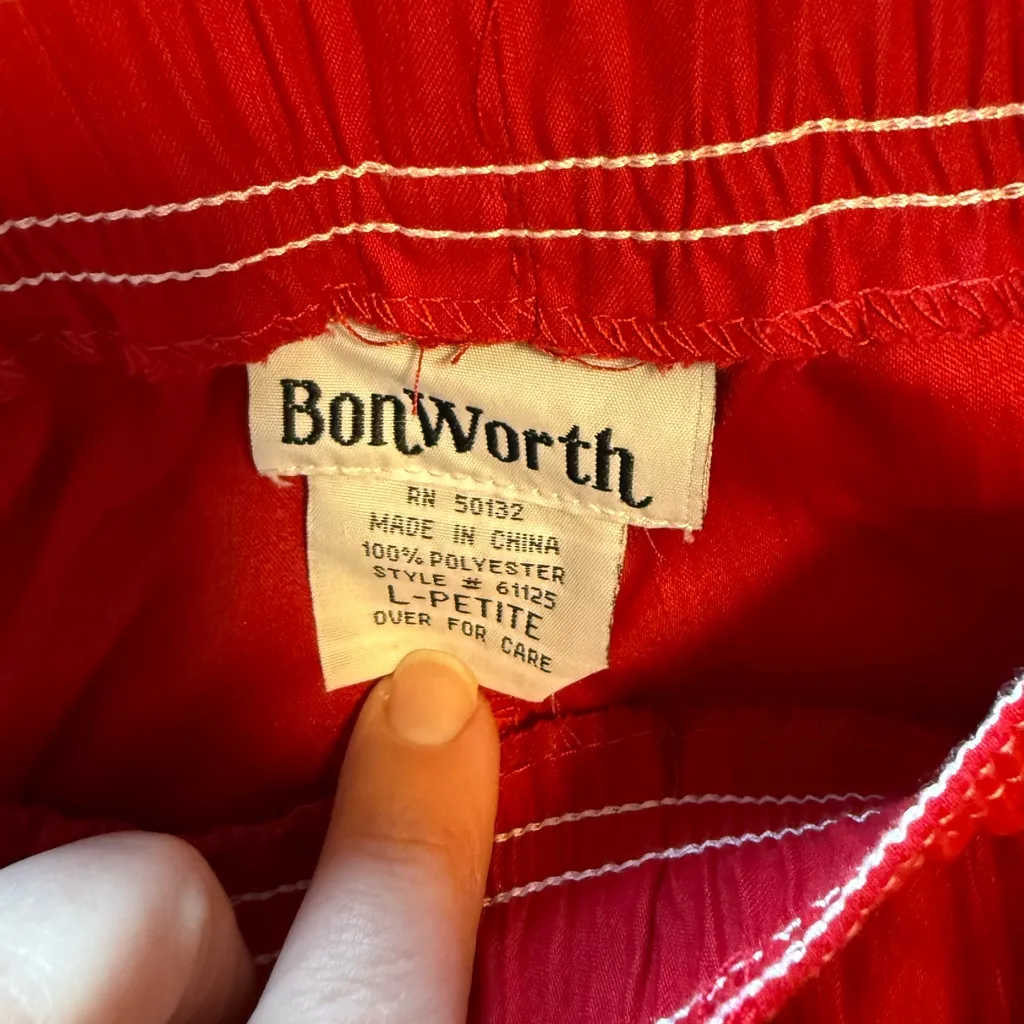 Y2K Red Cargo Pants by BonWorth – Elastic Waist, Petite – 28” Inseam Size L - Image 4