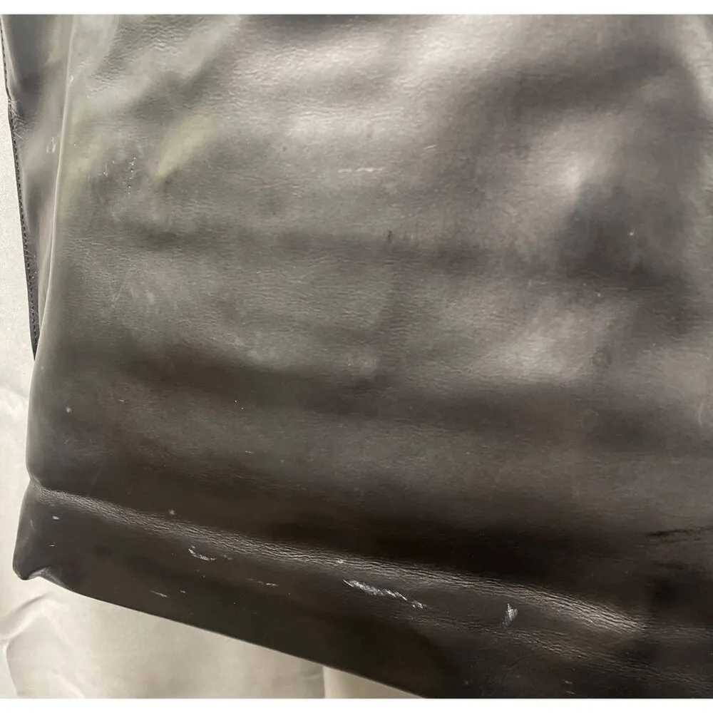 Varriale Women's Black Leather Tote Bag with Leopard Print Large 2136 - Image 10