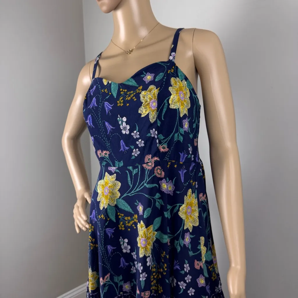 Old Navy Women's Sundress Size‎ Medium Blue Multicolor Floral Strap Pullover - Image 4