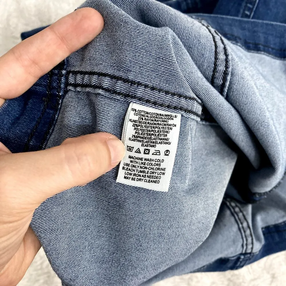 Free People Blue Dark Wash Denim Modern Femme Fitted Boho Mini Skirt 10 - Image 7