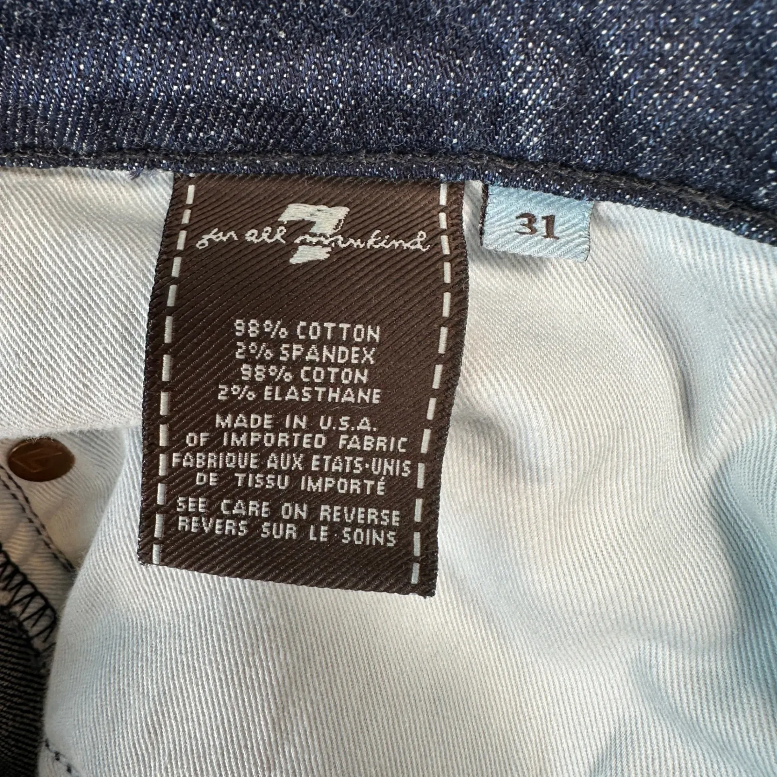 7 For All Mankind Jeans Womens 31x33 Made in USA Relaxed Bootcut Dark Wash Mid R - Image 5