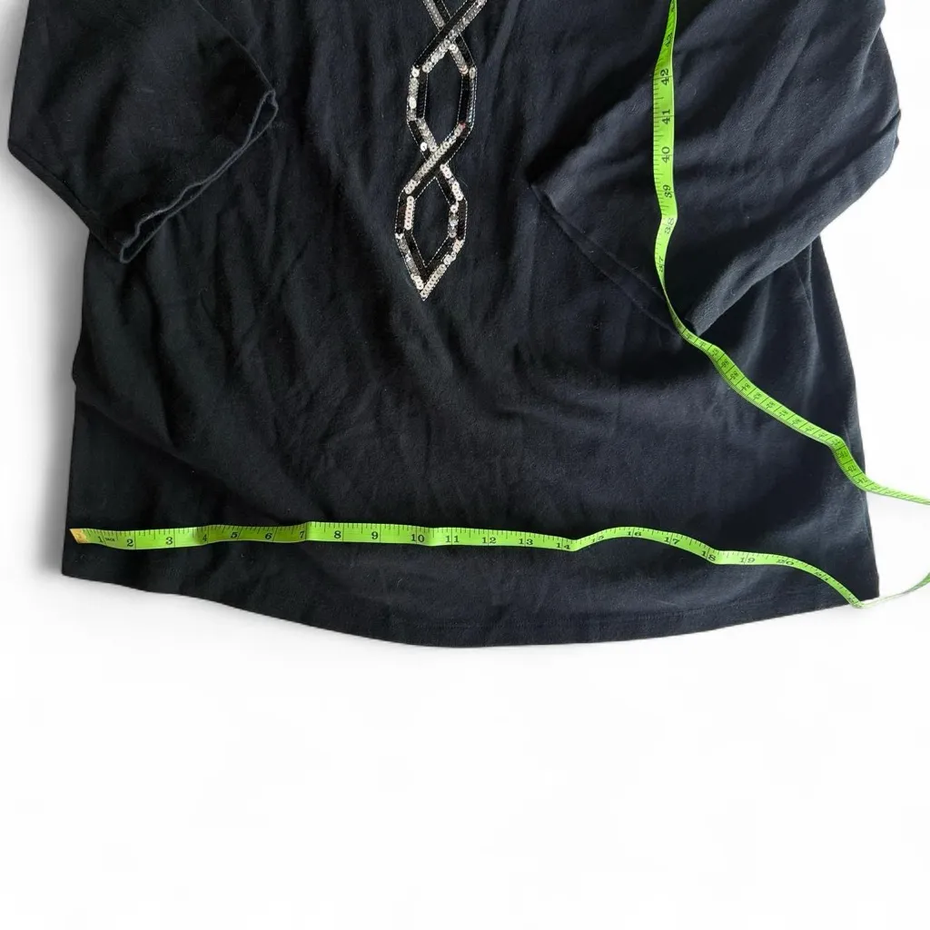 Bob Mackie Black Top with Sequins - Image 3