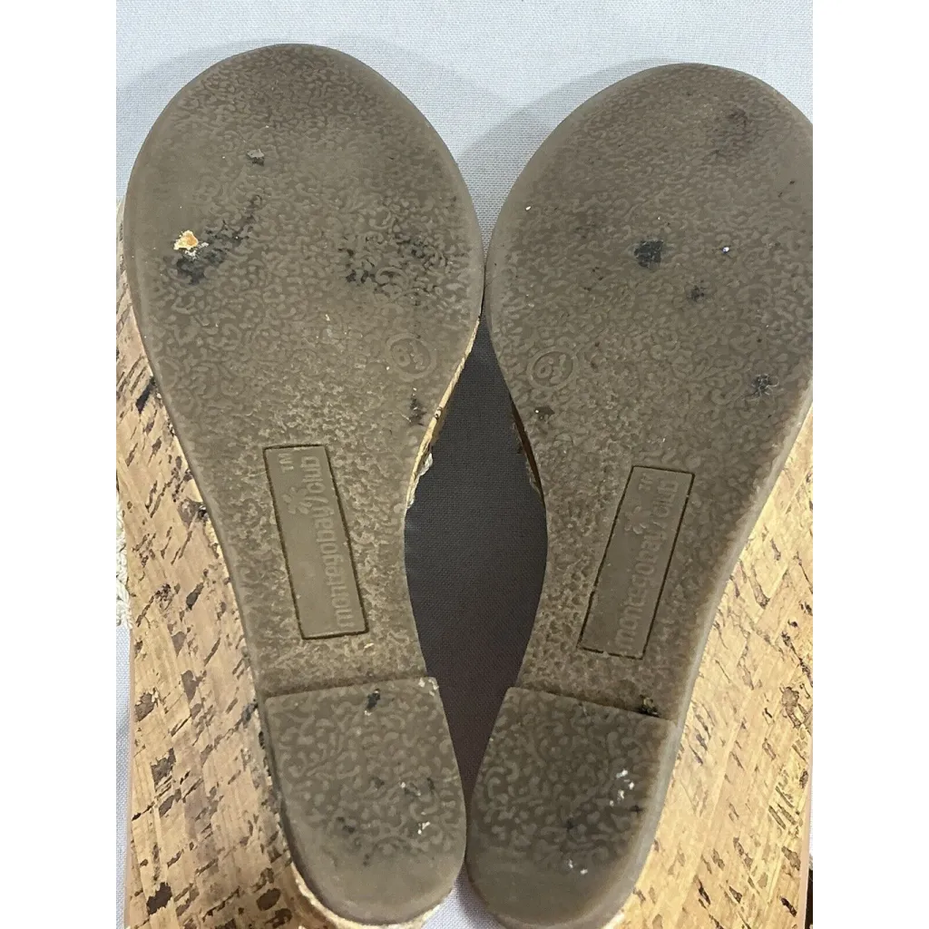 Womans Montego Bay Club 151091 Size 6.5 Ivory Wedge Cork Sandals - Image 8