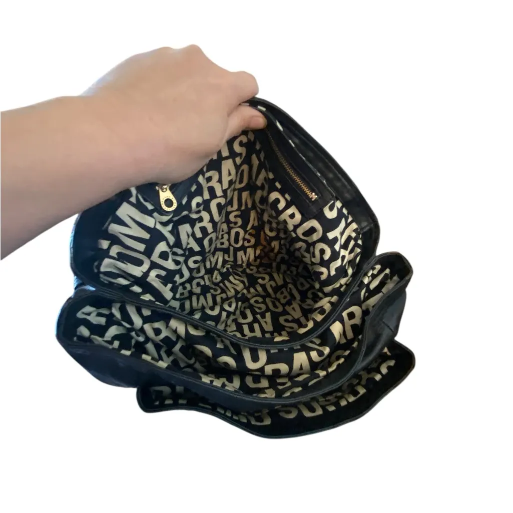 Y2K Marc by Marc Jacobs Turnlock Lydia black leather shoulderbag slouchy handbag - Image 5