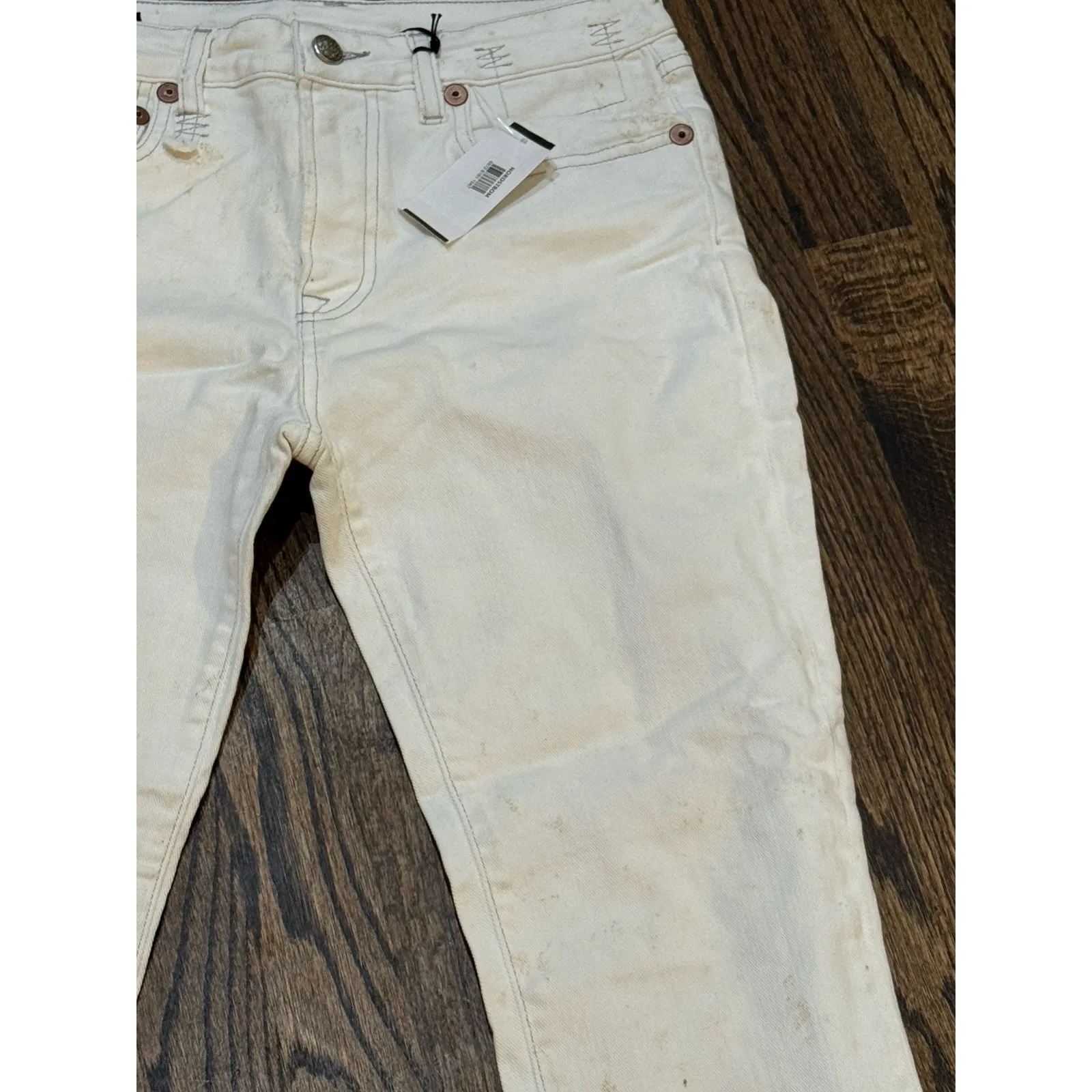 R13 Jeans Kick Fit Bale White Slightly Distressed Details Grunge Dirty Size 28 - Image 5