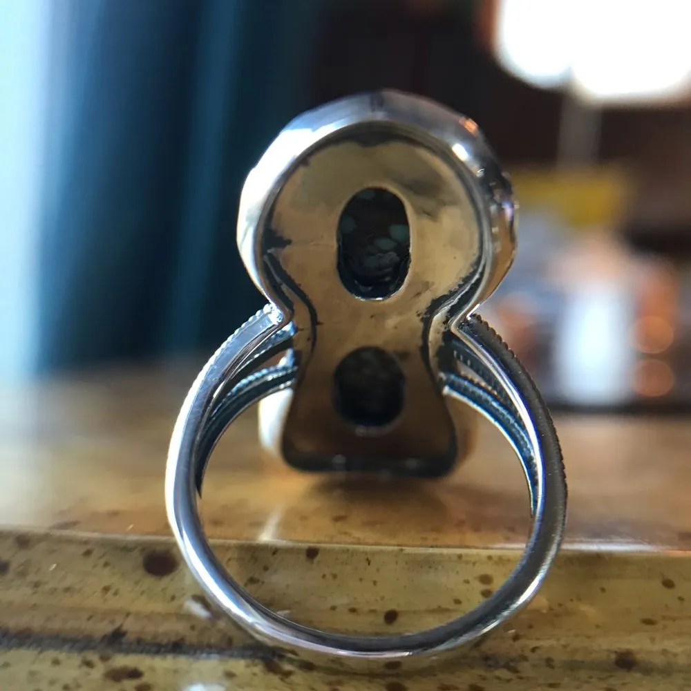 Royston Blue Horizon Turquoise Sterling Silver Horseshoe Ring Size 7 - Image 5