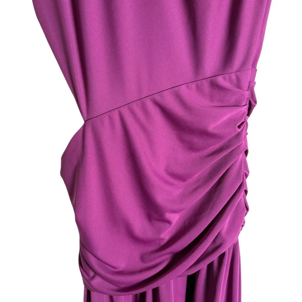 Tanya Taylor Nami Purple Asymmetric Boat Neck Draped Cap Sleeve Gown Size 10 - Image 11