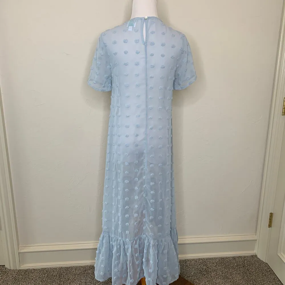 Shop the Mint Sheer Polka Dot Dress Hi Low Boho Cottage Sz Small - Image 2