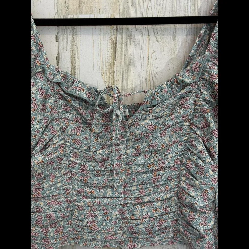 * Lush Floral Print Crop Top Size Small Flowy Blouse Off Shoulder Fitted Summer - Image 5